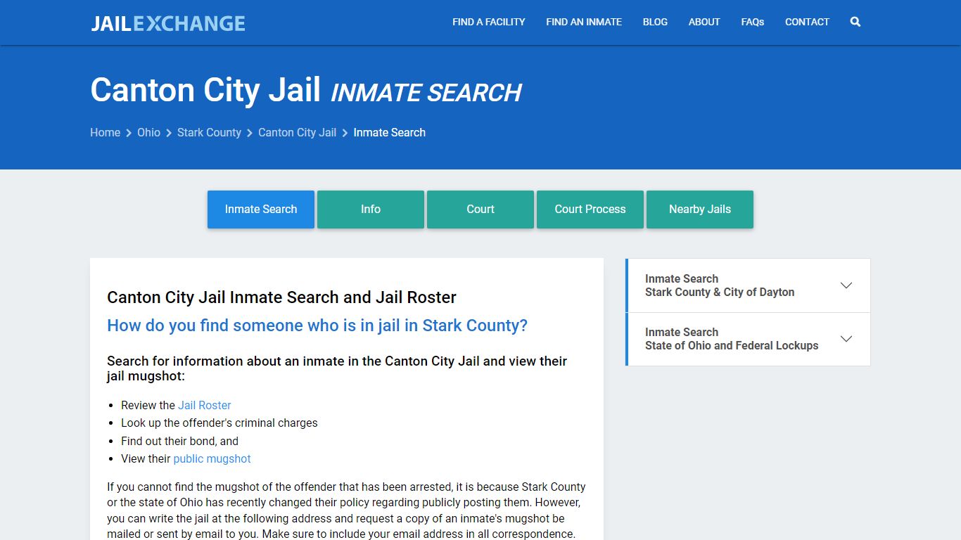 Inmate Search: Roster & Mugshots - Canton City Jail, OH